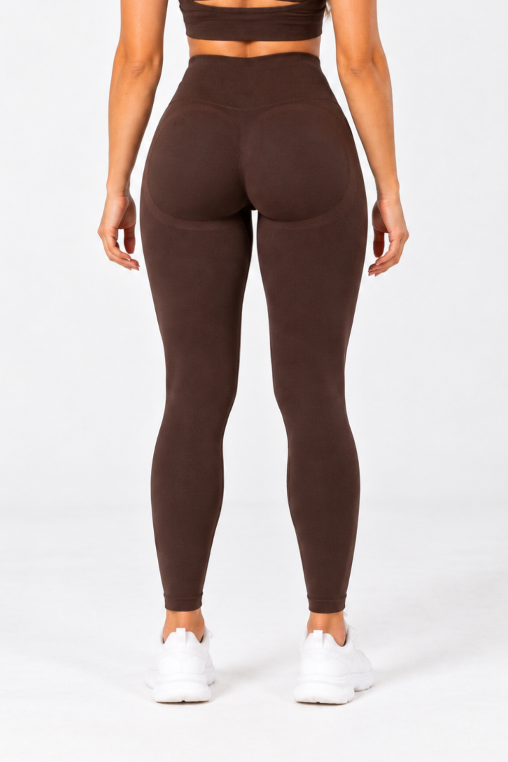 Kahve LineContour Büzgülü Yüksek Bel Seamless Push Up Spor Kadın Tayt