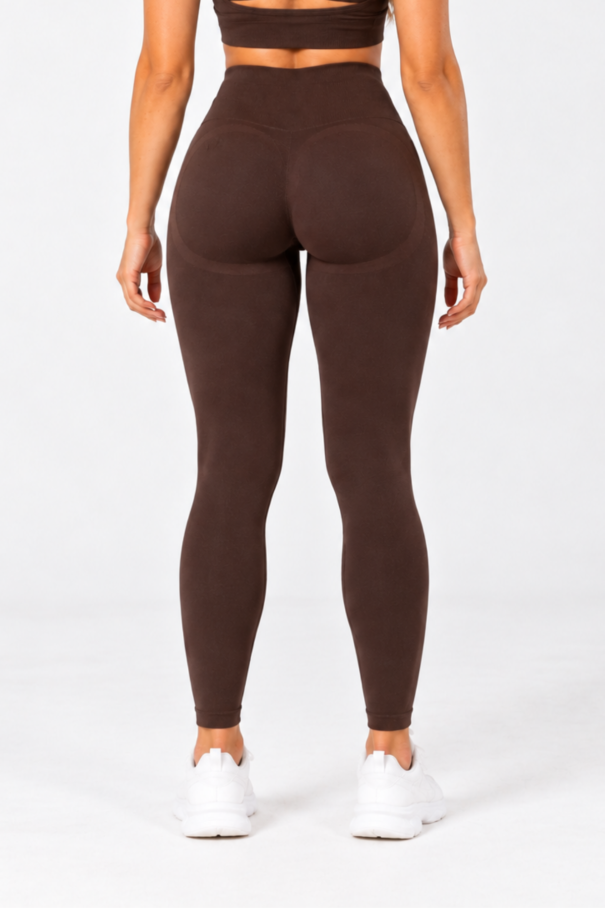 Kahve LineContour Büzgülü Yüksek Bel Seamless Push Up Spor Kadın Tayt