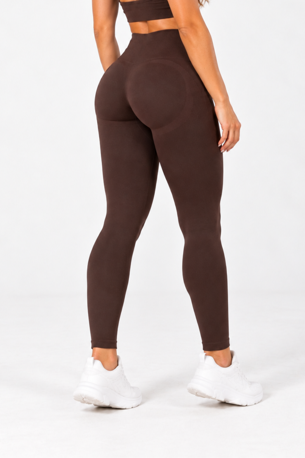 Kahve LineContour Büzgülü Yüksek Bel Seamless Push Up Spor Kadın Tayt