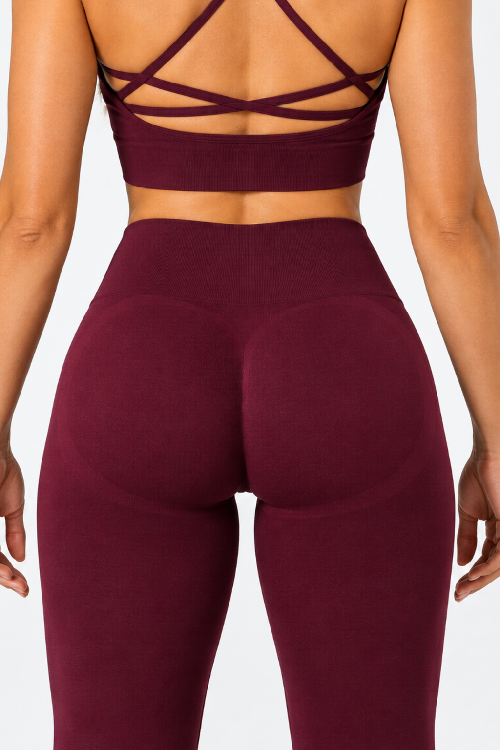 Vişne LineContour Büzgülü Yüksek Bel Seamless Push Up Spor Kadın Tayt