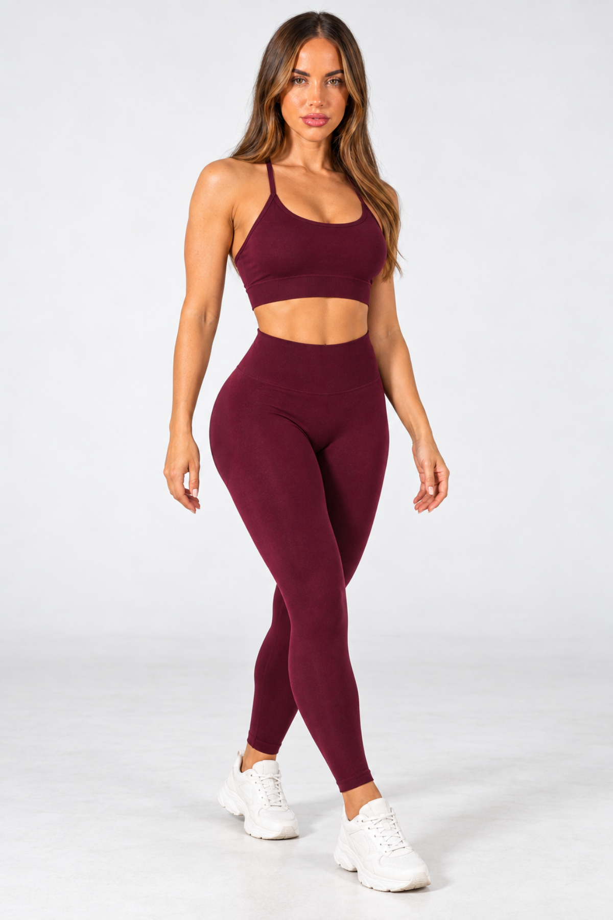 Vişne LineContour Büzgülü Yüksek Bel Seamless Push Up Spor Kadın Tayt