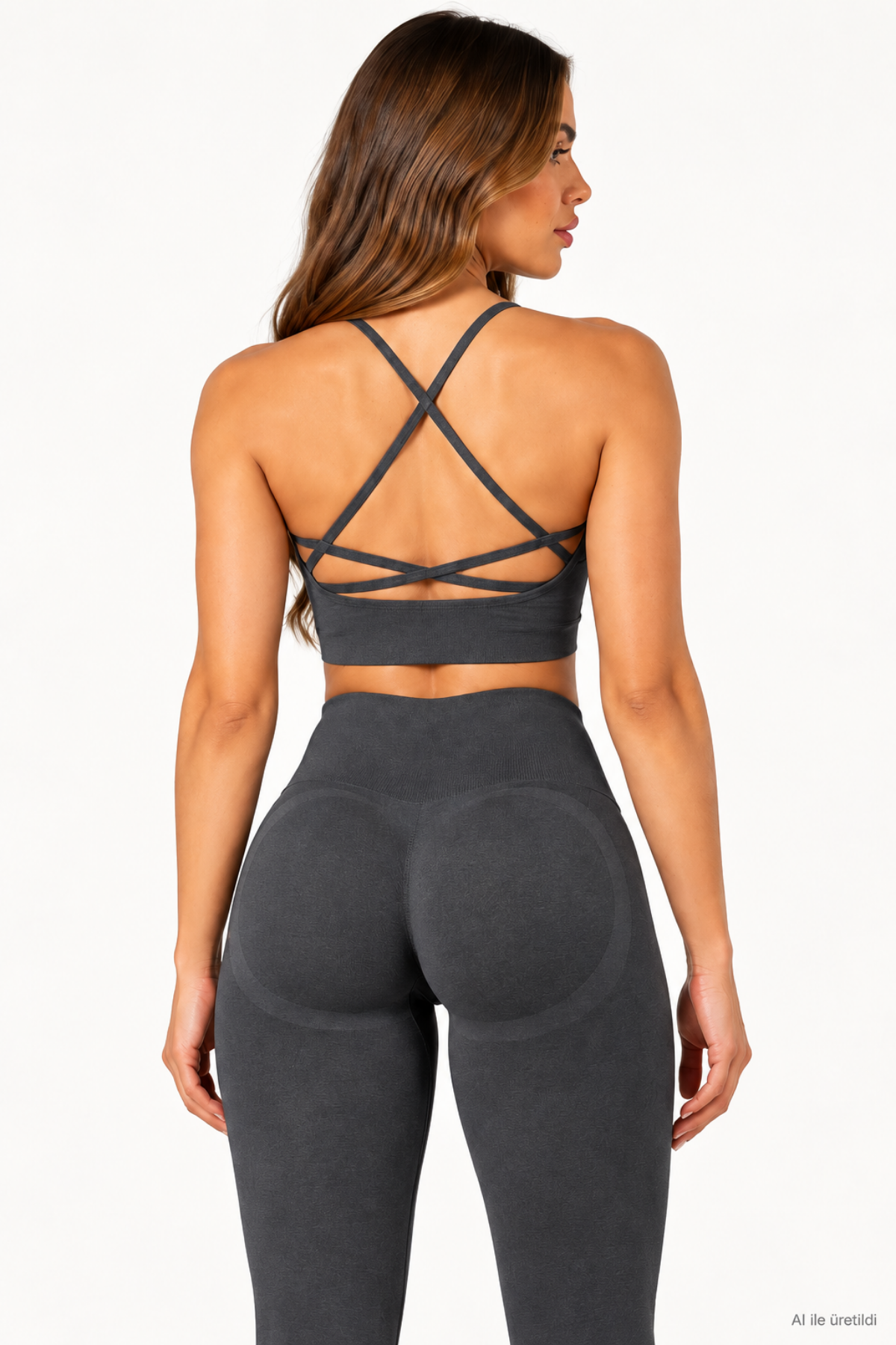 Füme Gri LineContour Büzgülü Yüksek Bel Seamless Push Up Spor Kadın Tayt