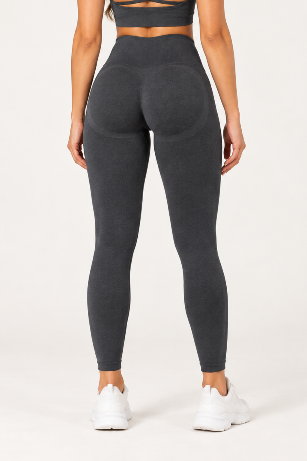 Füme Gri LineContour Büzgülü Yüksek Bel Seamless Push Up Spor Kadın Tayt