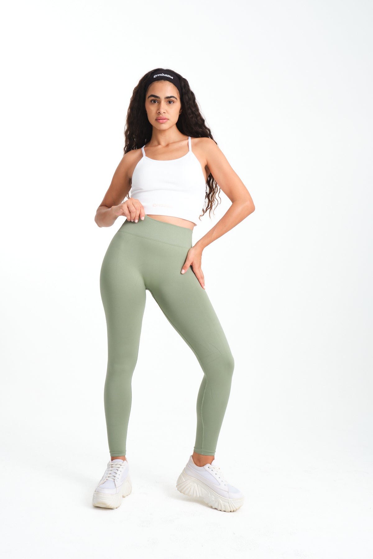 Drop Serisi Fıstık Yeşili Kalçası Büzgülü Kalça Şekillendirici Push Up Kadın Spor Tayt
