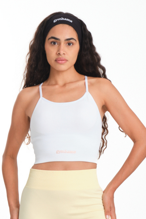 Beyaz Askılı Pedli Spor Kadın Bra – Dikişsiz (Seamless) Sporcu Sütyeni