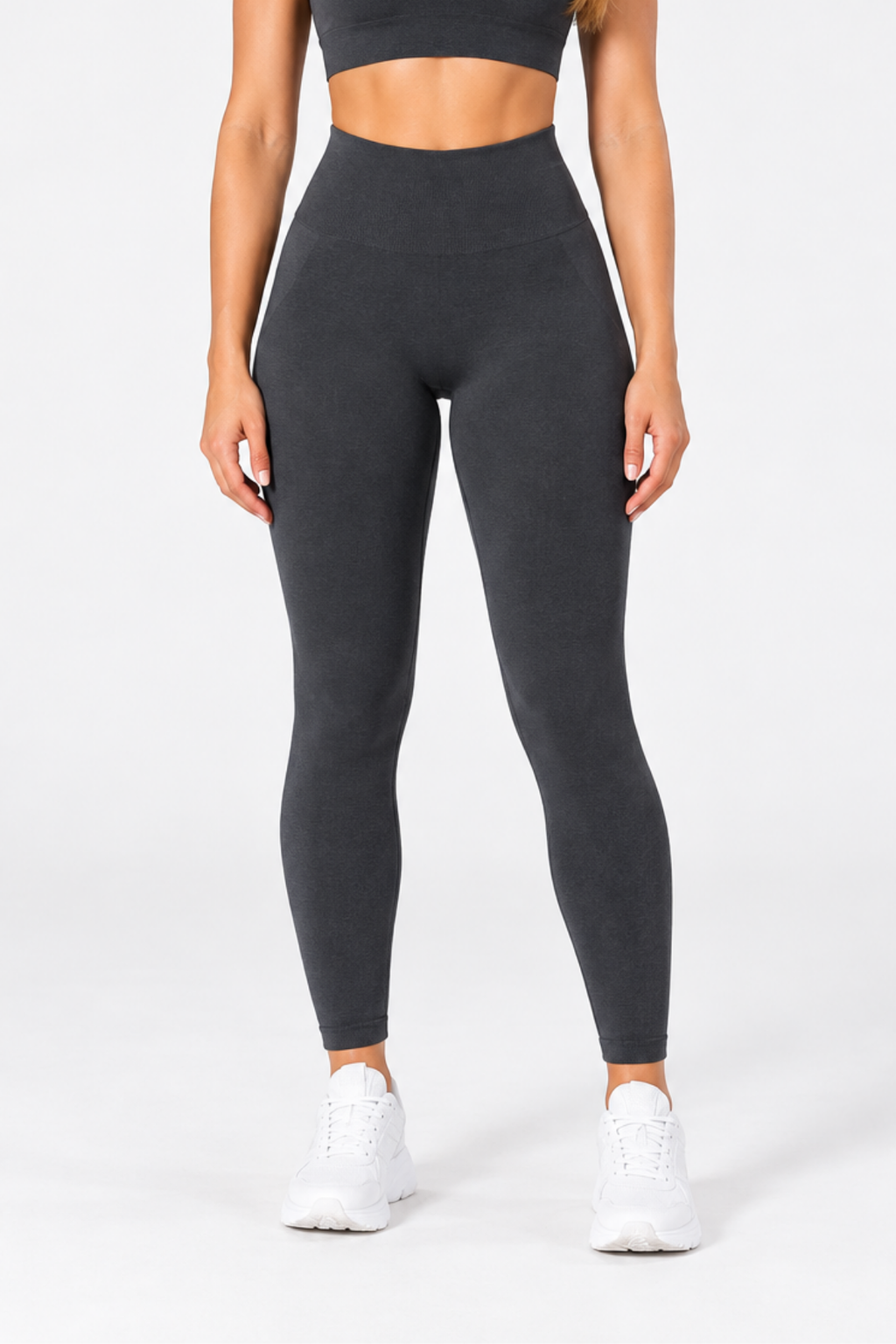 Füme Gri LineContour Büzgülü Yüksek Bel Seamless Push Up Spor Kadın Tayt