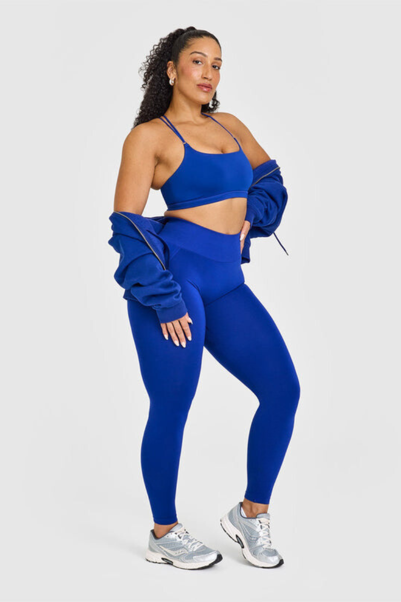 OA Serisi Saks Mavi Kalçası Büzgülü Push Up Kalça Şekillendirici Seamless Scrunch Likralı Spor  Kadın Tayt