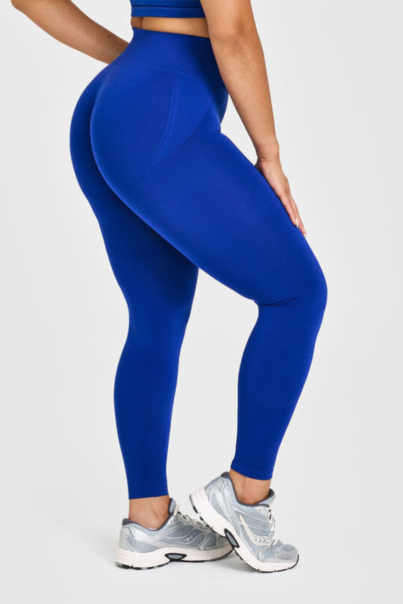 OA Serisi Saks Mavi Kalçası Büzgülü Push Up Kalça Şekillendirici Seamless Scrunch Likralı Spor  Kadın Tayt