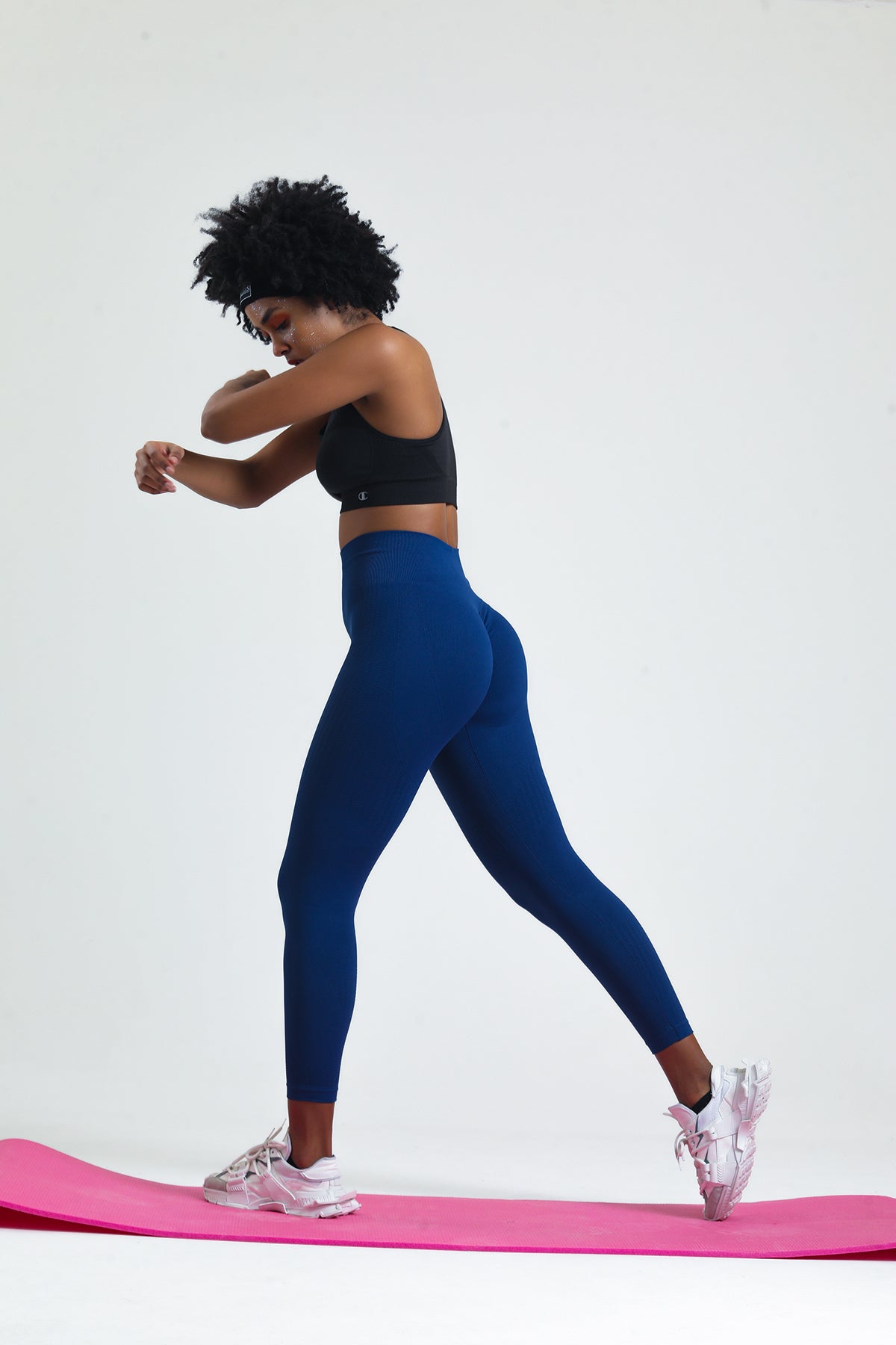 Sydney (Saks Mavi) Kalçası Büzgülü Kalça Şekillendirici Push Up Kadın Spor Tayt