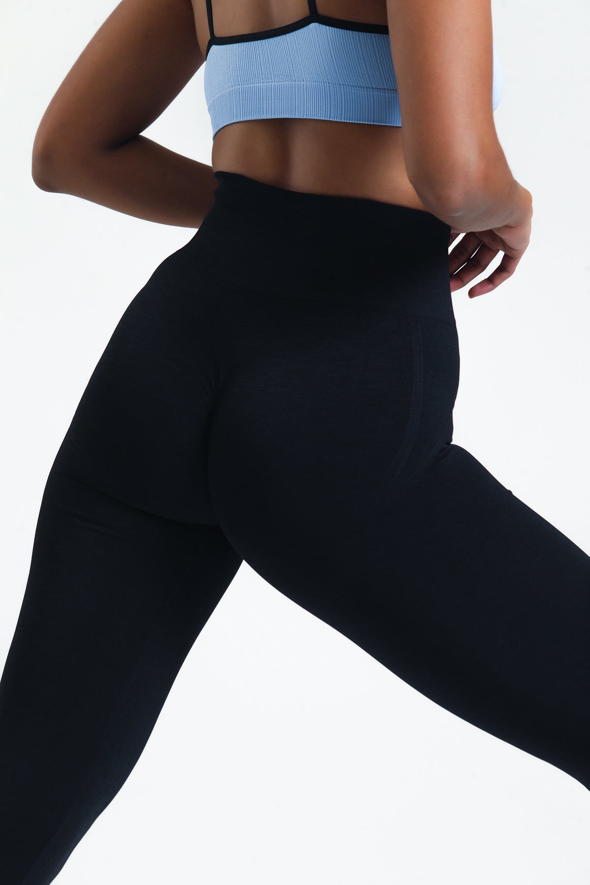 OA Serisi Siyah Kalçası Büzgülü Push Up Kalça Şekillendirici Seamless Scrunch Likralı Spor  Kadın Tayt