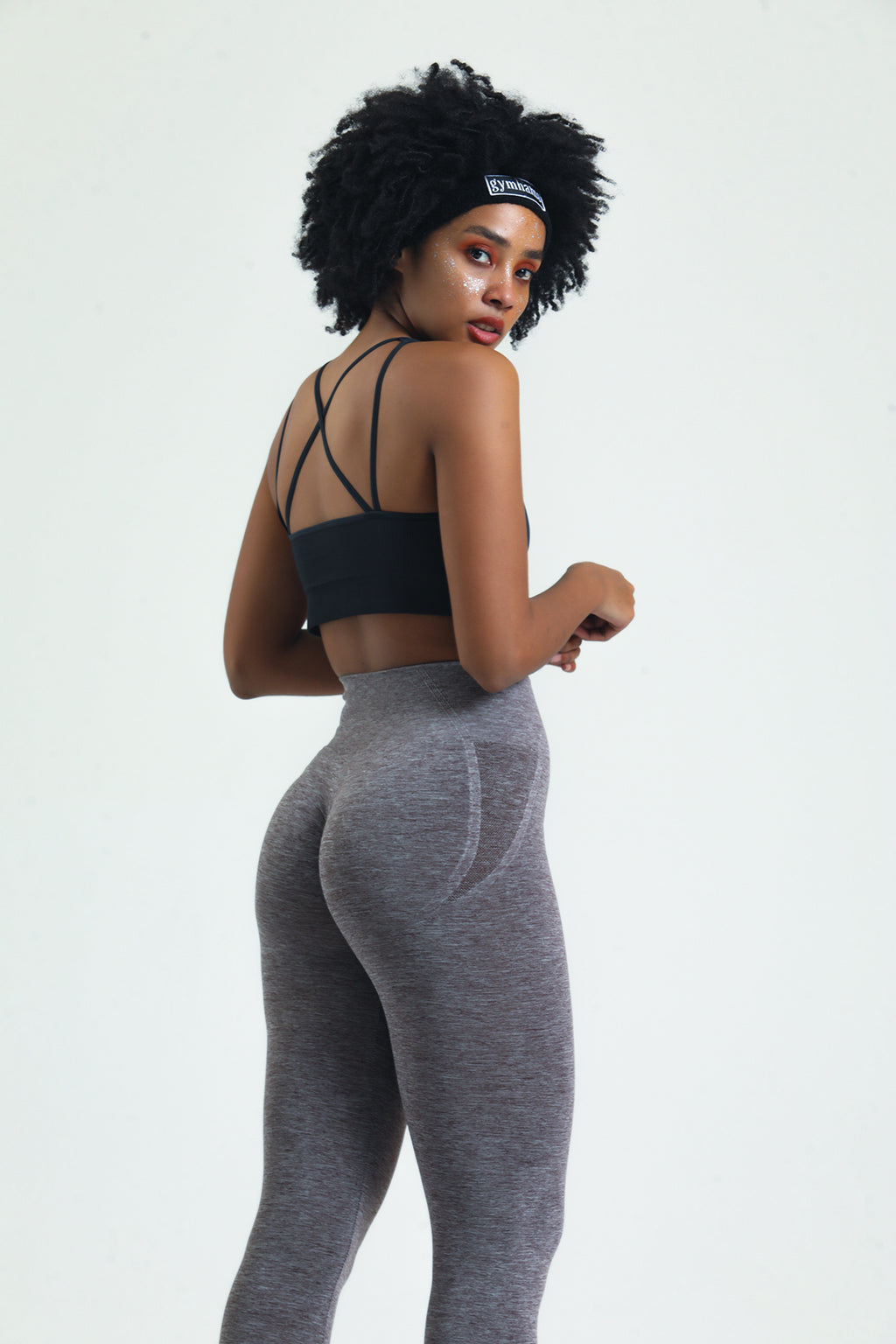 OA Serisi Gri Kırçıllı Kalçası Büzgülü Push Up Kalça Şekillendirici Seamless Scrunch Likralı Spor  Kadın Tayt