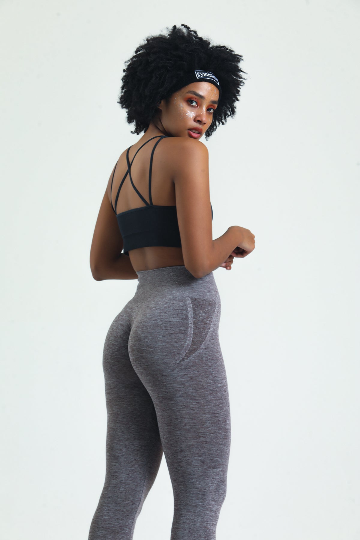 OA Serisi Gri Kırçıllı Kalçası Büzgülü Push Up Kalça Şekillendirici Seamless Scrunch Likralı Spor  Kadın Tayt