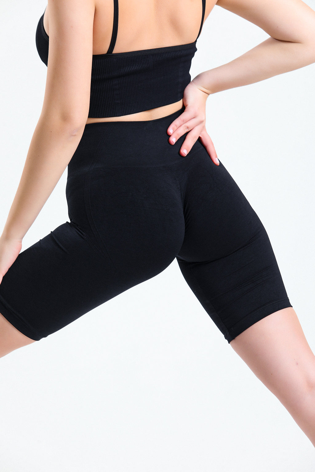 Siyah Biker Boy Büzgülü Toparlayıcı Spor Fitness Yoga Kadın Şort