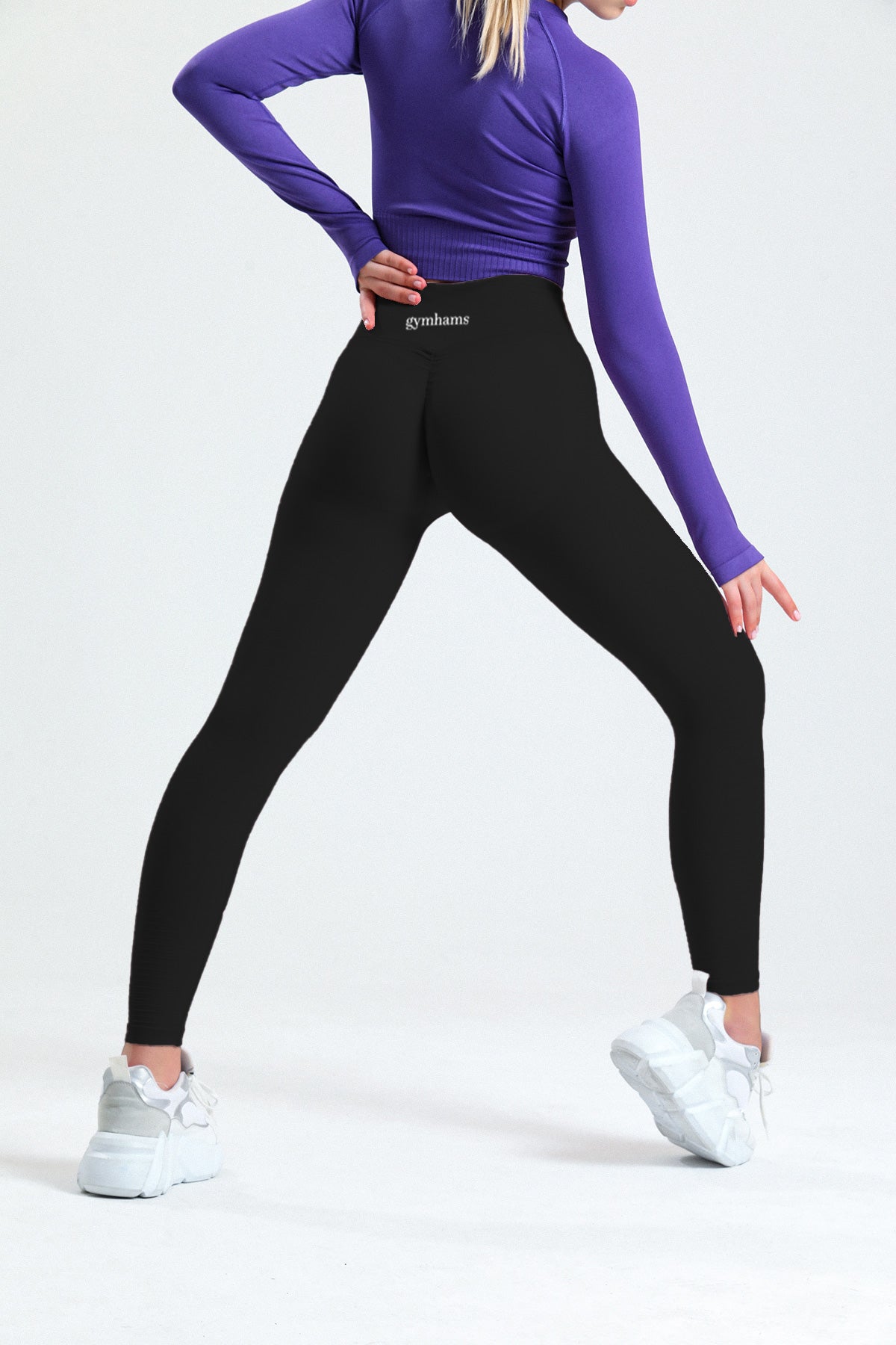 Oceans Siyah Kalçası Büzgülü Kalça Şekillendirici Push Up Kadın Spor Tayt