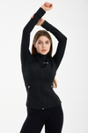 Siyah Kadın Premium Spor Ceket – Uzun Kollu, Fermuarlı, Yoga Pilates Fitness Koşu Antrenman Üstü