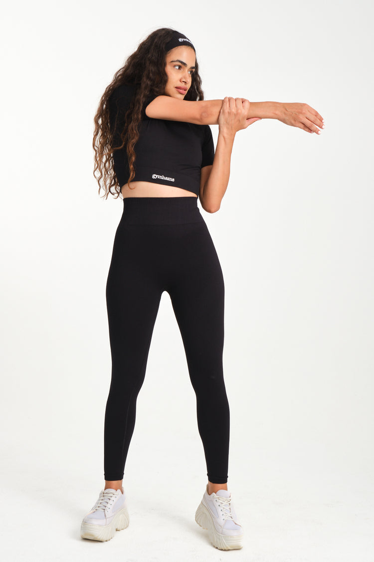 Siyah Sculpta Serisi (Yüksek Toparlayıcılık) Kalçası Büzgülü Push Up Spor Tayt