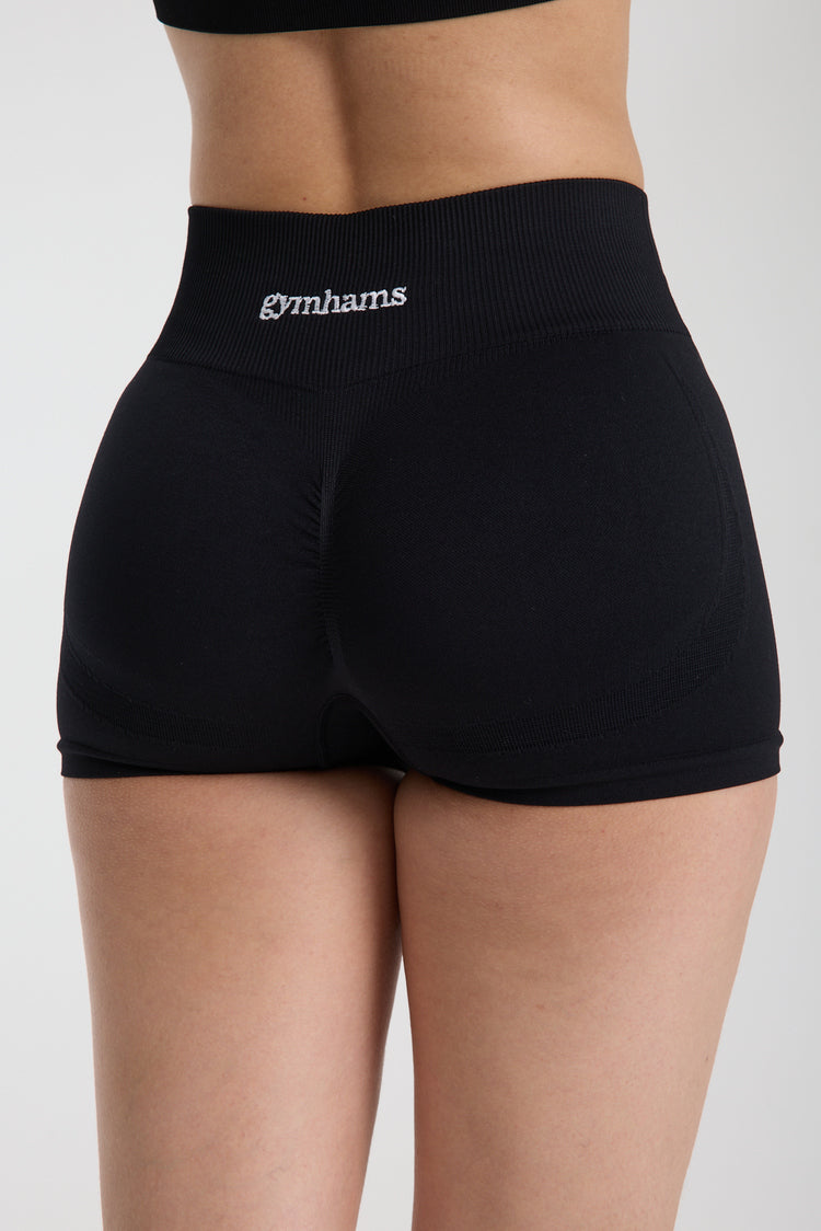 Gymhams Drop Siyah Kalça Büzgülü Süper Mini Şort