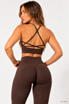 Kahve LineContour Büzgülü Yüksek Bel Seamless Push Up Spor Kadın Tayt