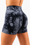 Gri Batik Marble Shorts Kalça Büzgülü BİKER Şort – Push-up Toparlayıcı & Şekillendirici