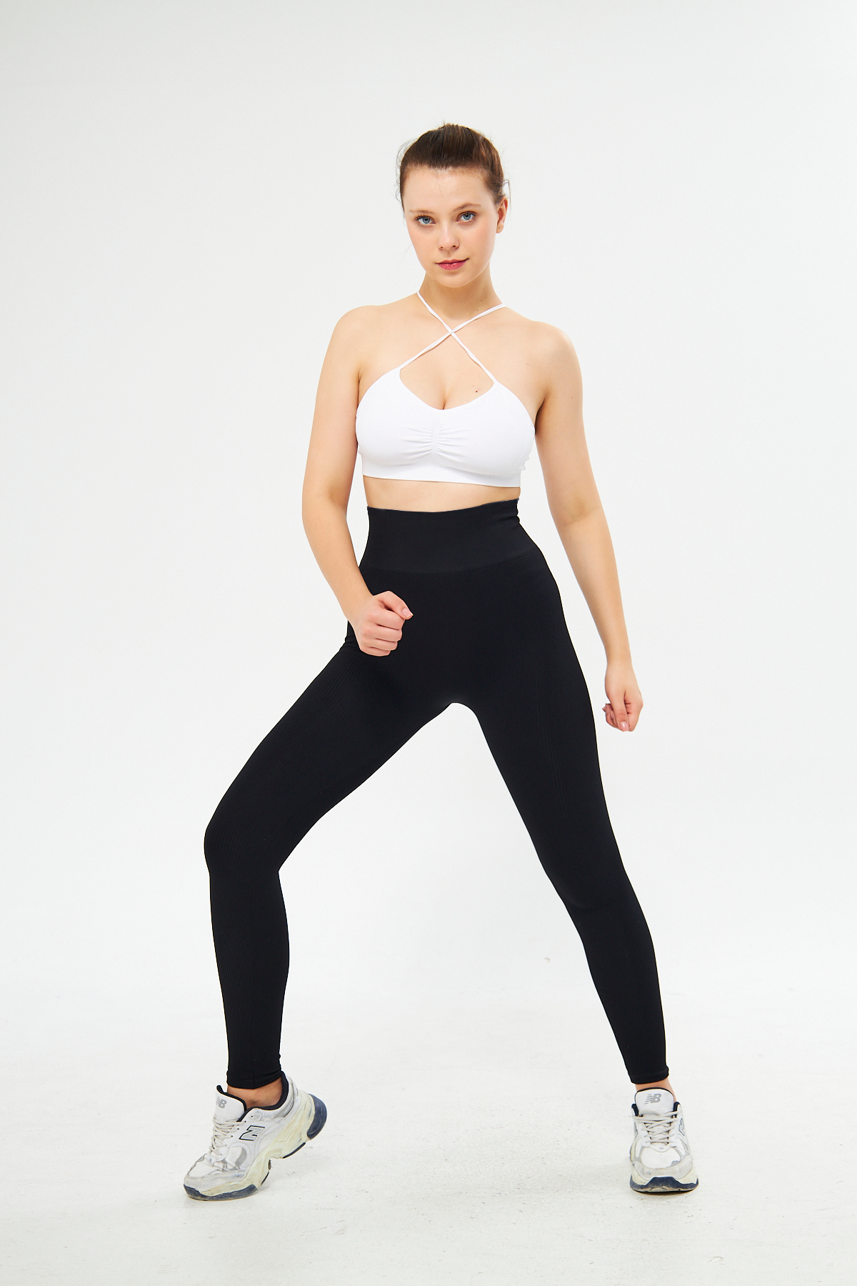 Siyah Kalçası Büzgülü Premium Fitilli  Ekstra Push Up Yüksek Bel Esnek Toparlayıcı Kadın Spor Tayt