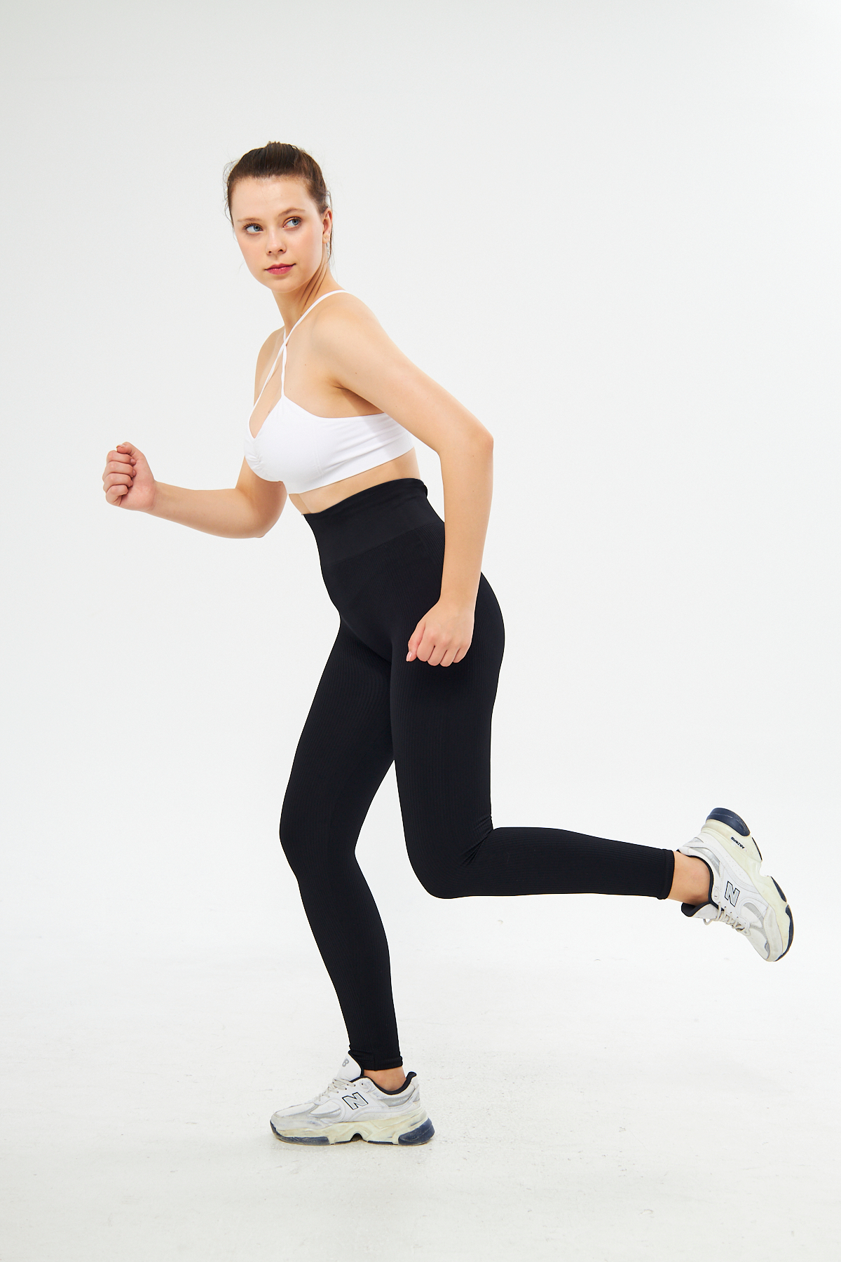 Siyah Kalçası Büzgülü Premium Fitilli  Ekstra Push Up Yüksek Bel Esnek Toparlayıcı Kadın Spor Tayt