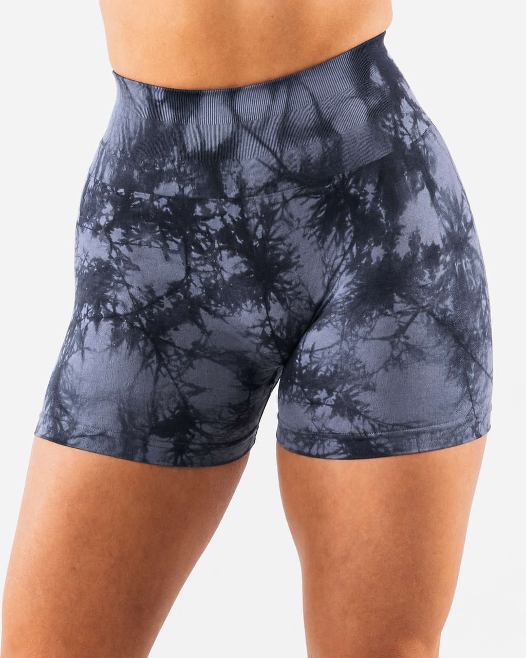 Gri Batik Marble Shorts Kalça Büzgülü BİKER Şort – Push-up Toparlayıcı & Şekillendirici