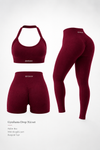 Drop Kadın 3’LÜ Seamless Spor Takım(Halter Yaka Pedli Bra - Büzgülü Push Up Tayt- Mini Şort)