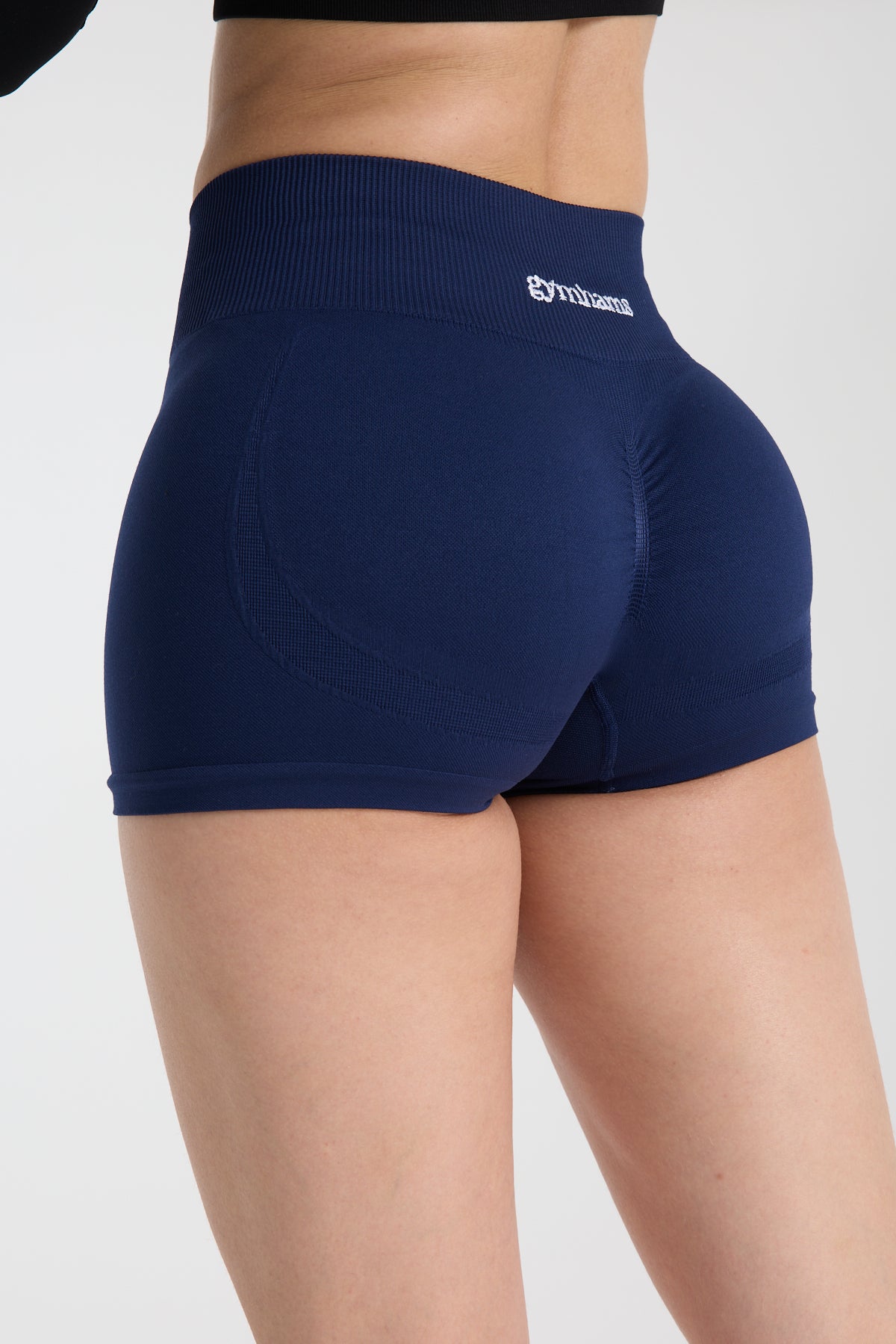 Gymhams Drop Siyah Kalça Büzgülü Süper Mini Şort
