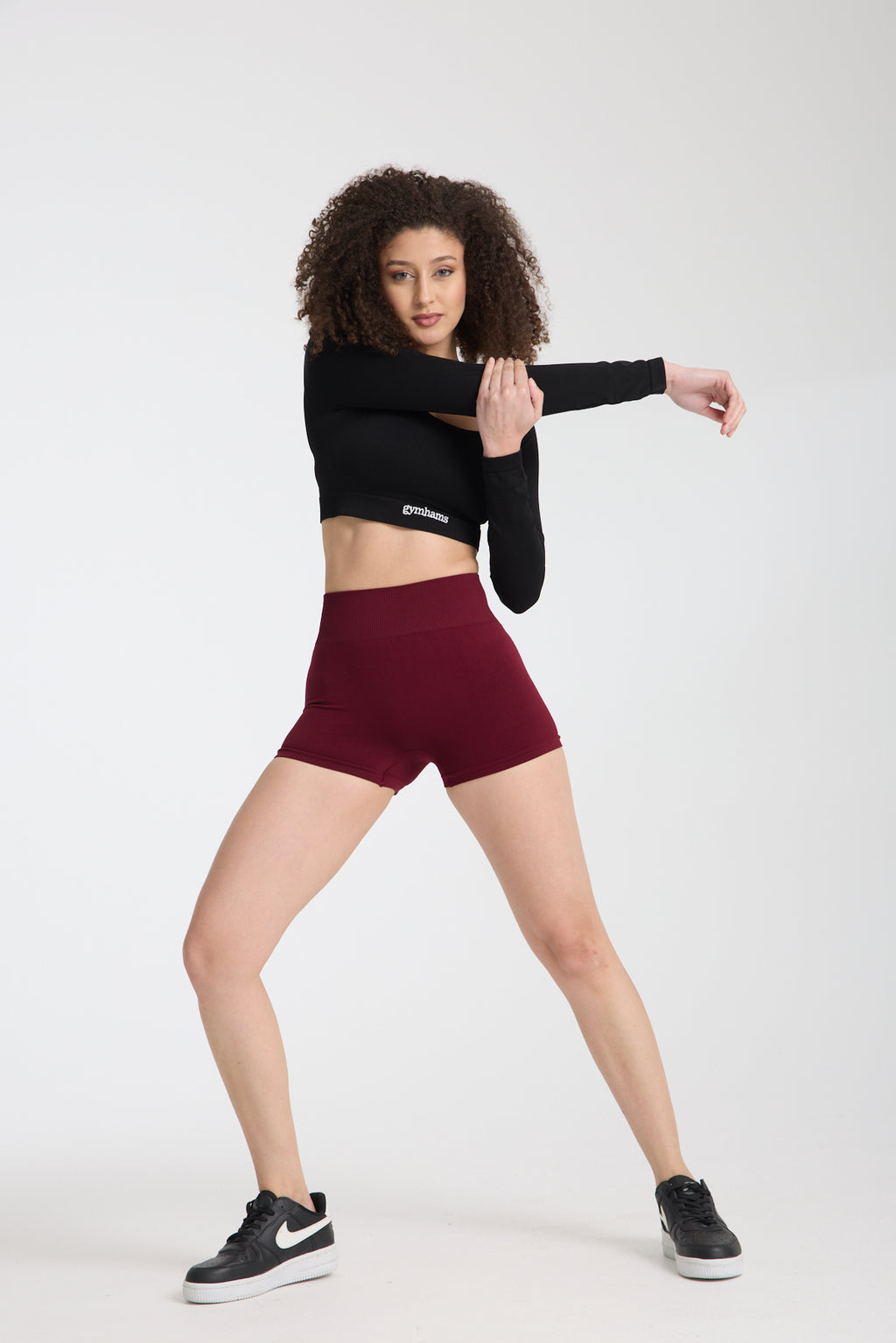 Gymhams Drop Bordo Kalça Büzgülü Süper Mini Şort