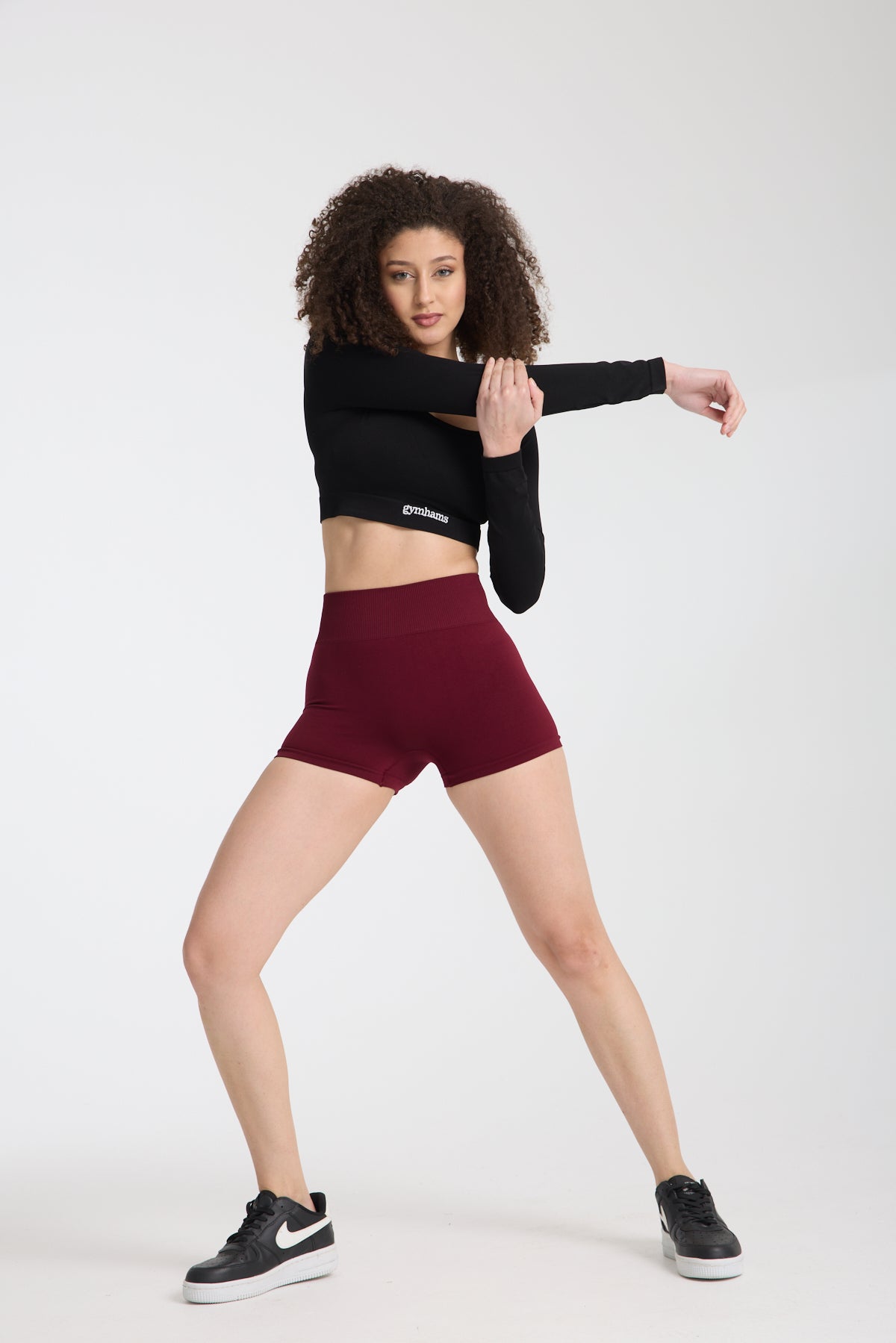 Gymhams Drop Bordo Kalça Büzgülü Süper Mini Şort