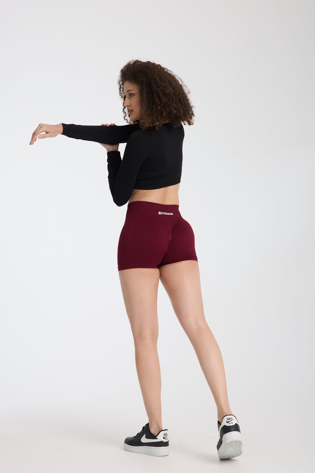 Gymhams Drop Bordo Kalça Büzgülü Süper Mini Şort