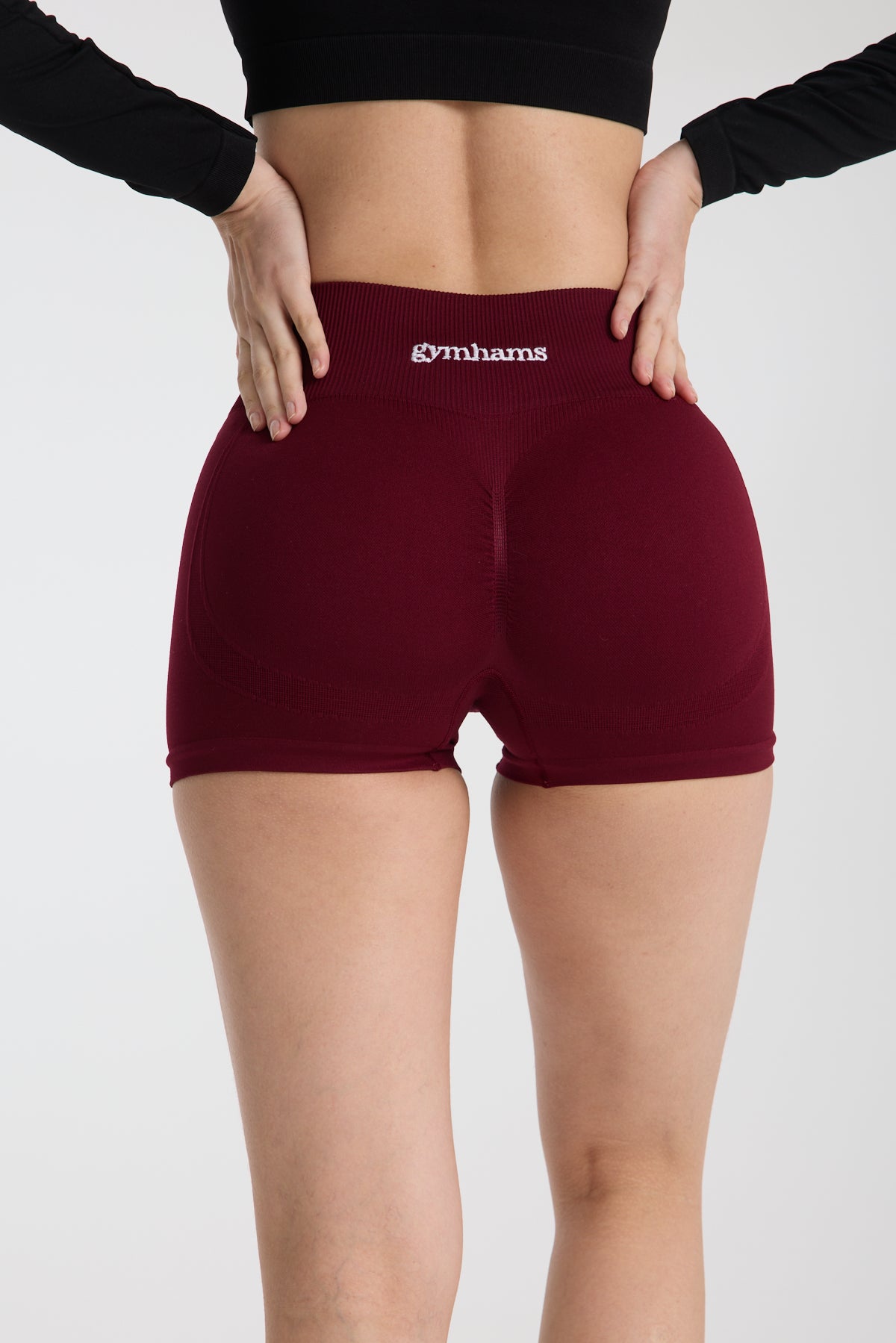 Gymhams Drop Bordo Kalça Büzgülü Süper Mini Şort