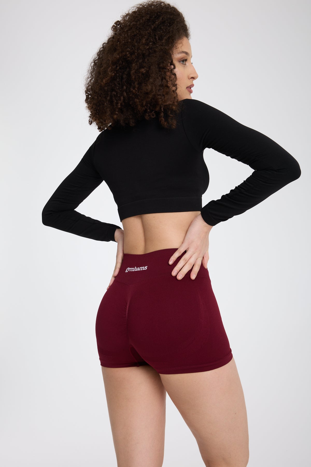 Gymhams Drop Bordo Kalça Büzgülü Süper Mini Şort