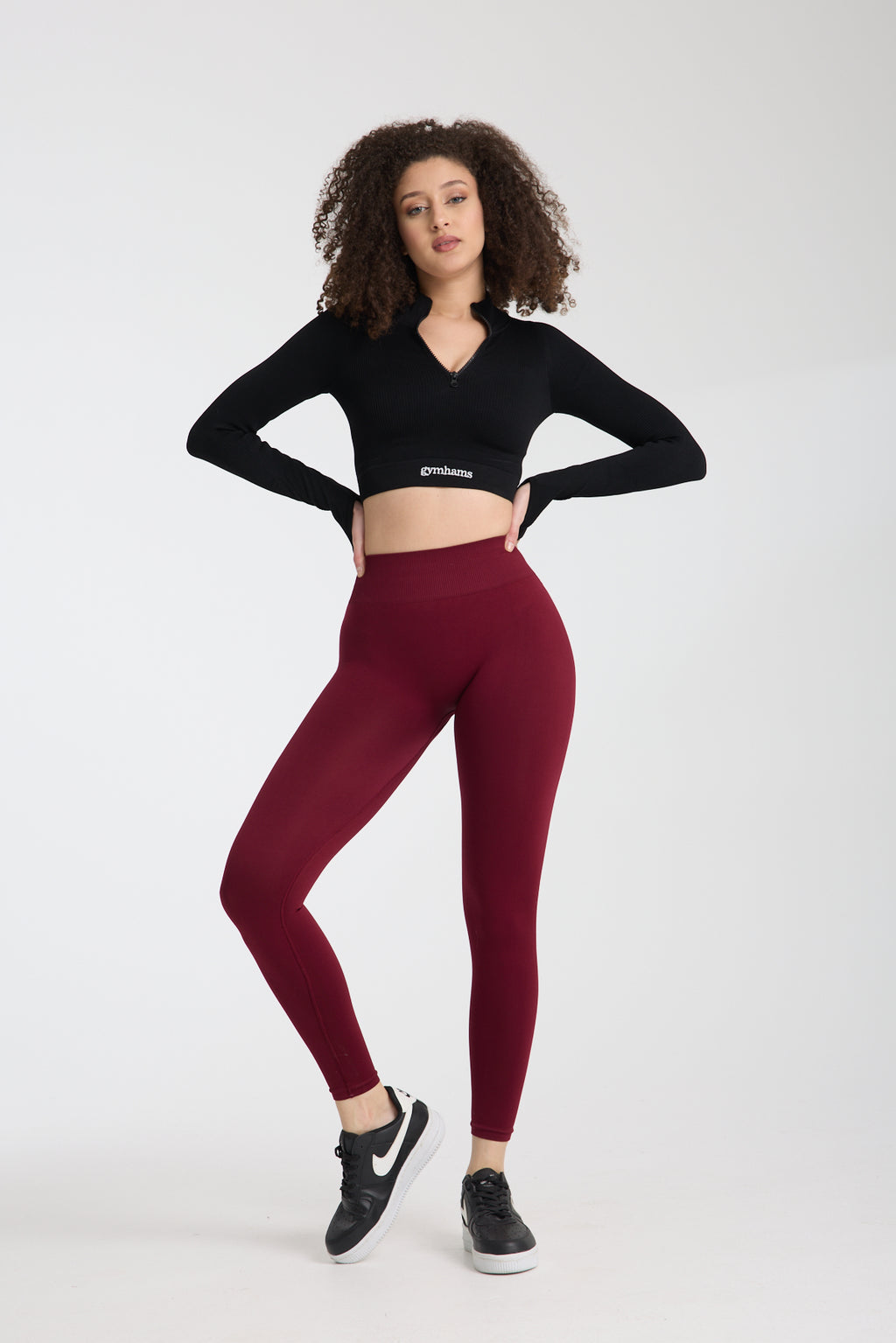 Drop Serisi Bordo Kalçası Büzgülü Kalça Şekillendirici Push Up Kadın Spor Tayt