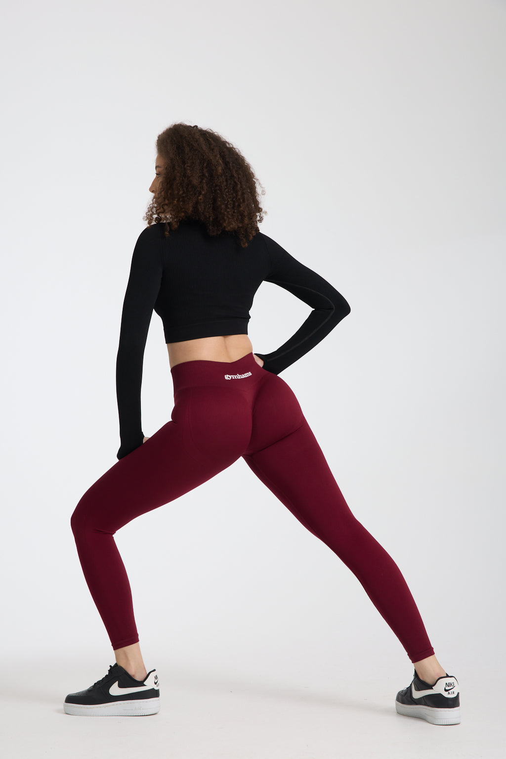 Drop Serisi Bordo Kalçası Büzgülü Kalça Şekillendirici Push Up Kadın Spor Tayt