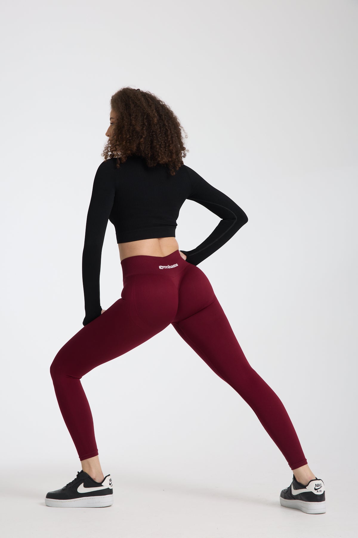 Drop Serisi Bordo Kalçası Büzgülü Kalça Şekillendirici Push Up Kadın Spor Tayt