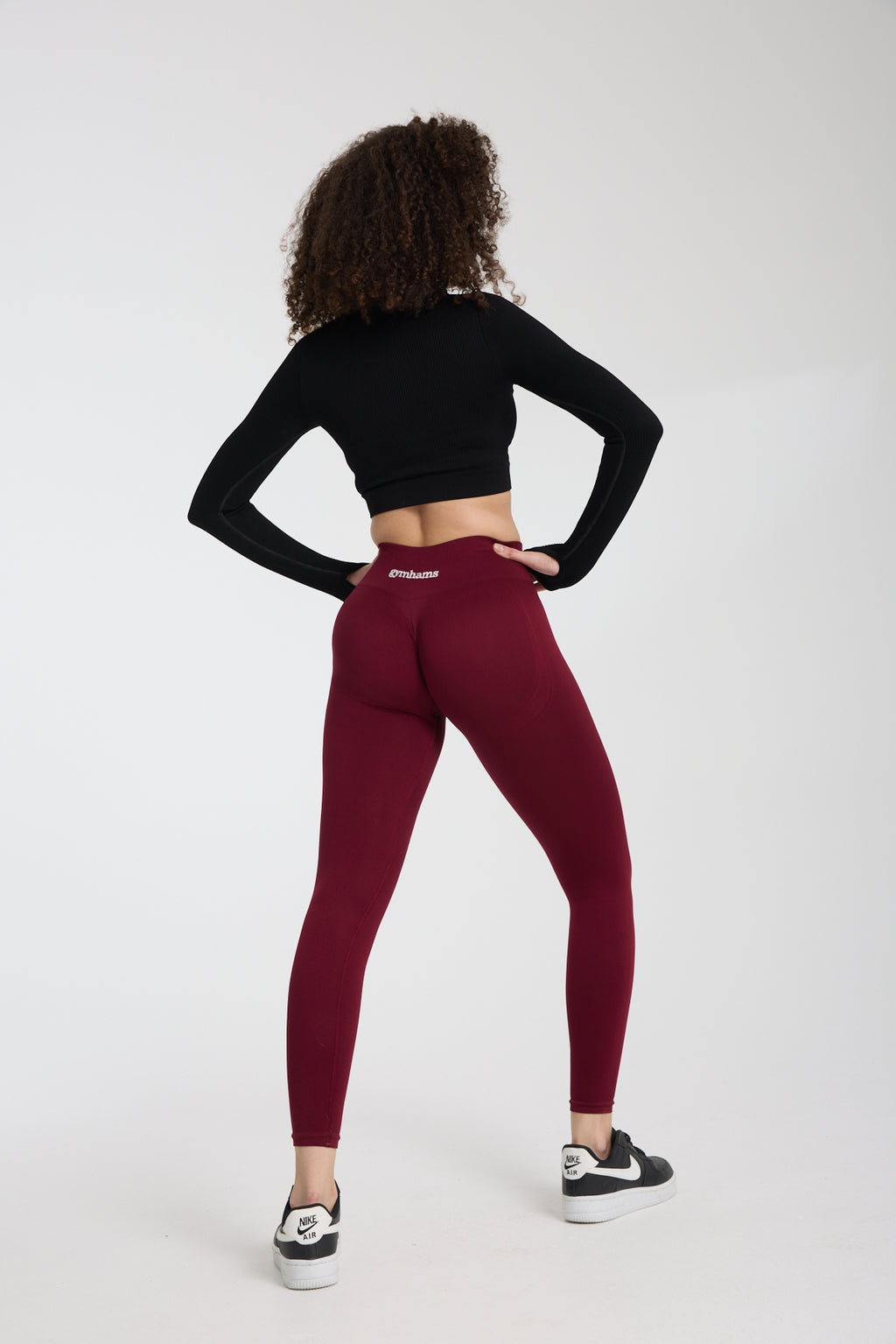 Drop Serisi Bordo Kalçası Büzgülü Kalça Şekillendirici Push Up Kadın Spor Tayt