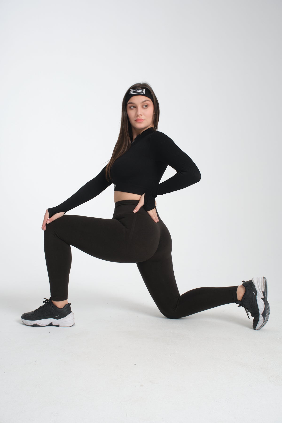 OA Serisi Kahve Kırçıllı Kalçası Büzgülü Push Up Kalça Şekillendirici Seamless Scrunch Likralı Spor  Kadın Tayt