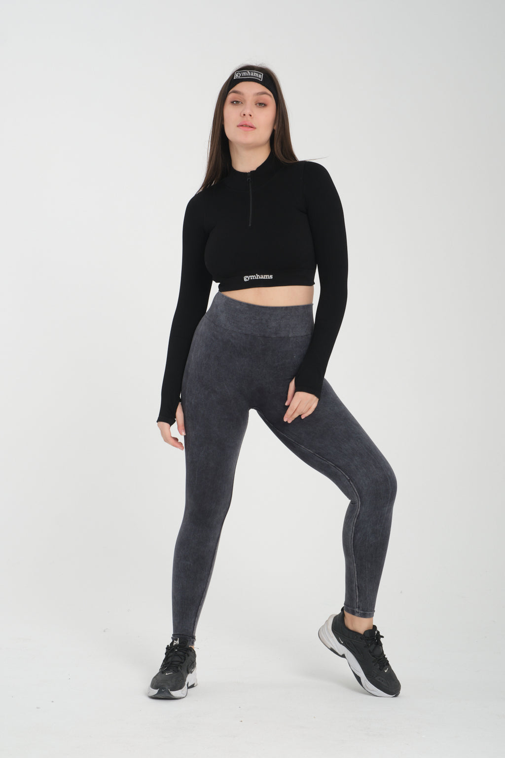 Drop Serisi Asit Yıkama Kalçası Büzgülü Kalça Şekillendirici Push Up Kadın Spor Tayt