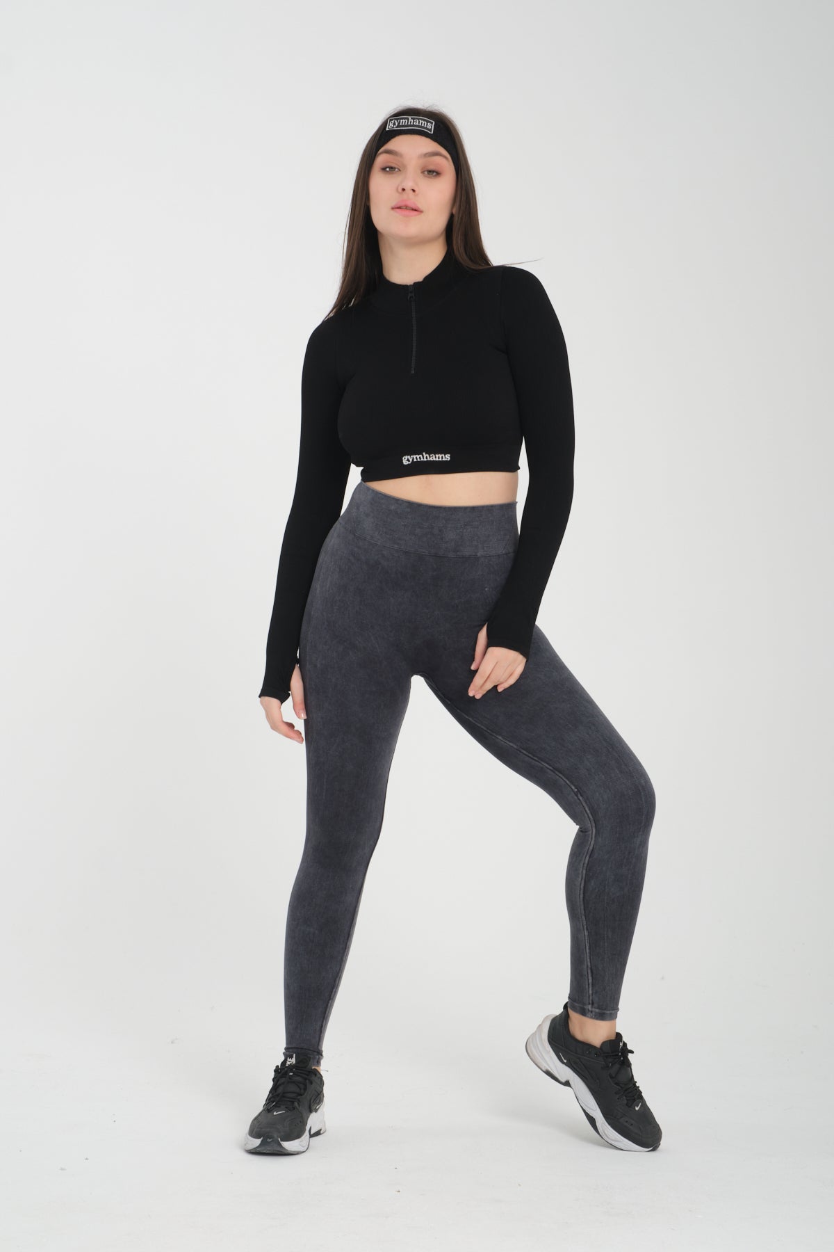 Drop Serisi Asit Yıkama Kalçası Büzgülü Kalça Şekillendirici Push Up Kadın Spor Tayt