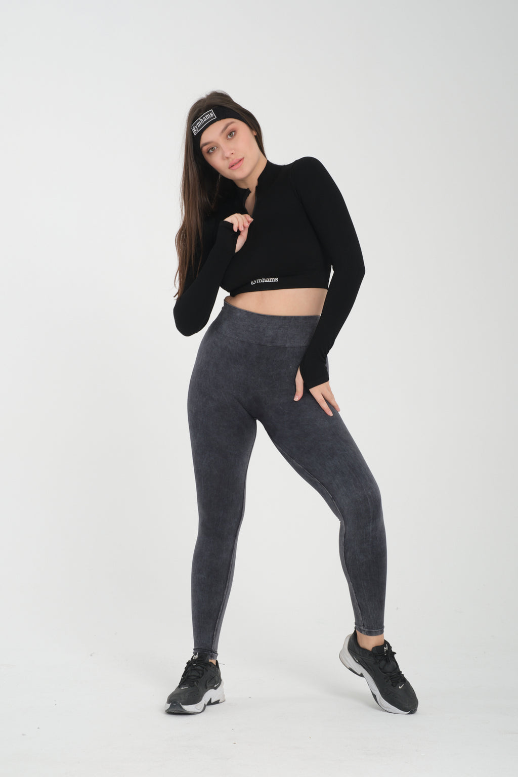 Drop Serisi Asit Yıkama Kalçası Büzgülü Kalça Şekillendirici Push Up Kadın Spor Tayt