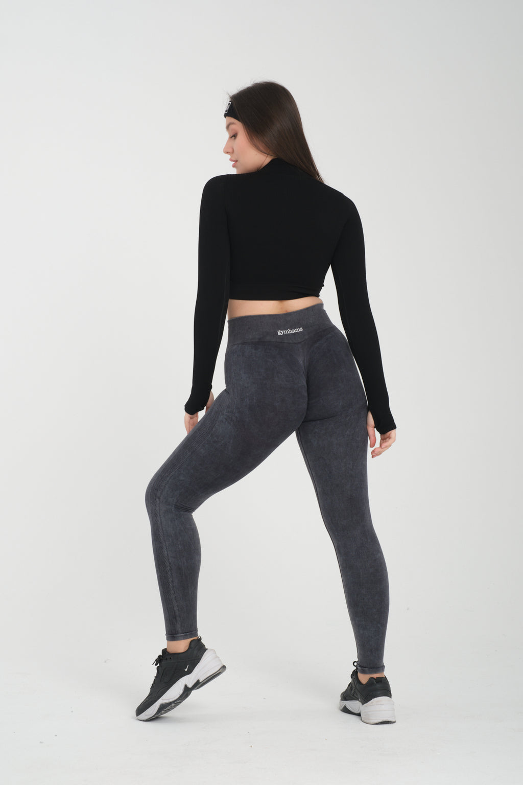 Drop Serisi Asit Yıkama Kalçası Büzgülü Kalça Şekillendirici Push Up Kadın Spor Tayt