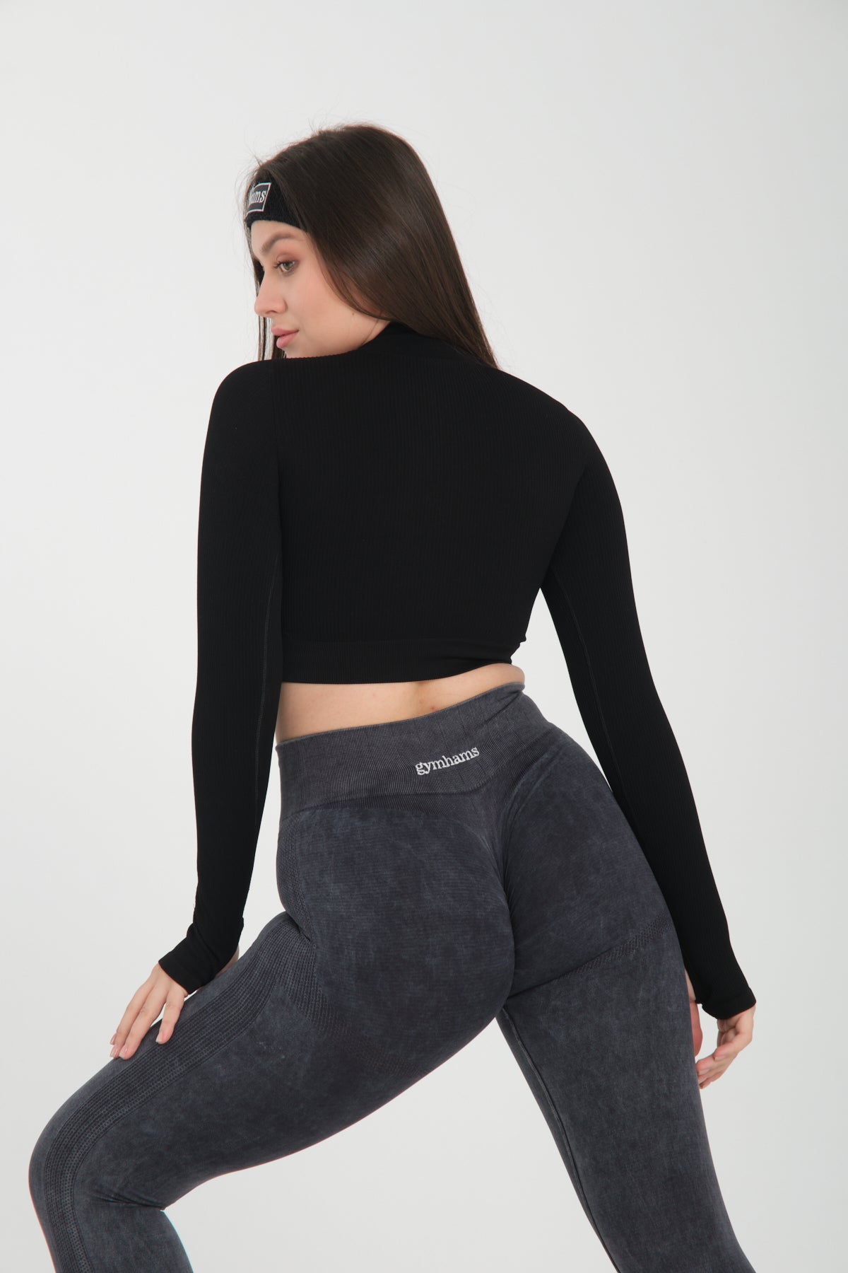 Drop Serisi Asit Yıkama Kalçası Büzgülü Kalça Şekillendirici Push Up Kadın Spor Tayt