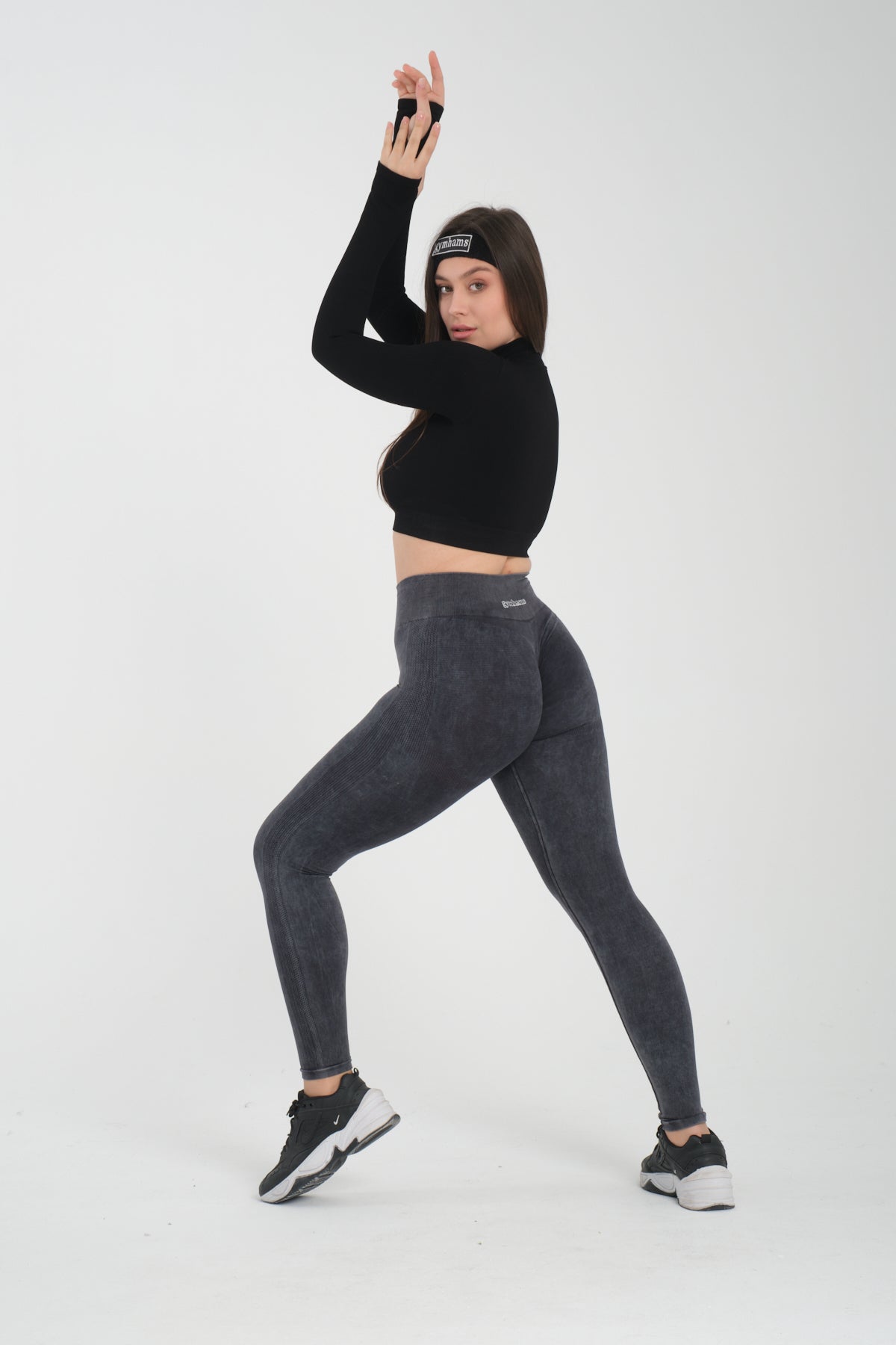 Drop Serisi Asit Yıkama Kalçası Büzgülü Kalça Şekillendirici Push Up Kadın Spor Tayt