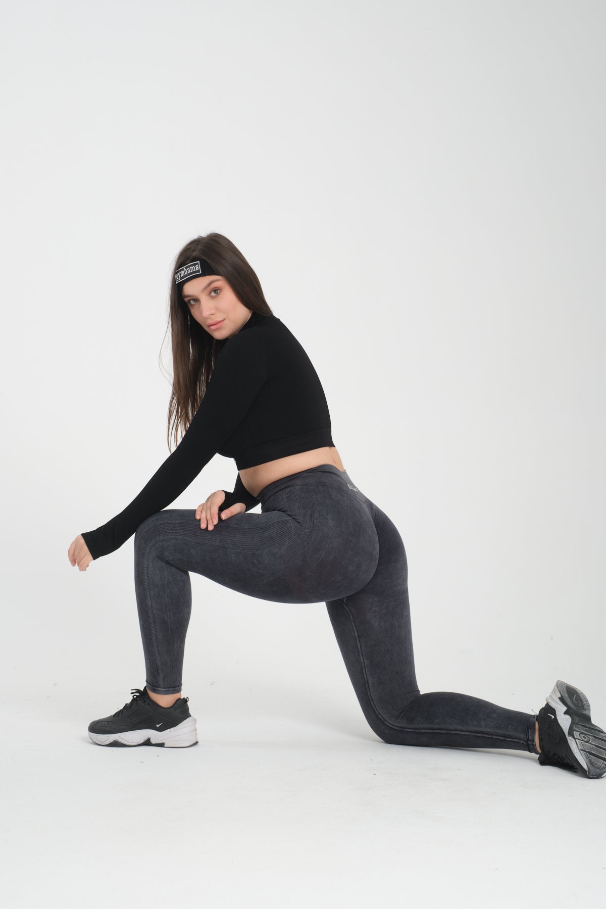 Drop Serisi Asit Yıkama Kalçası Büzgülü Kalça Şekillendirici Push Up Kadın Spor Tayt