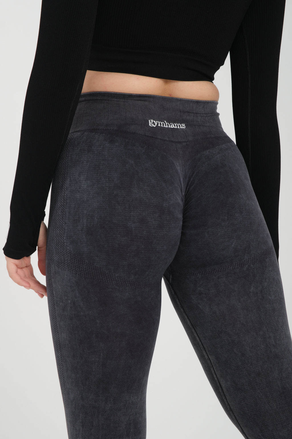 Drop Serisi Asit Yıkama Kalçası Büzgülü Kalça Şekillendirici Push Up Kadın Spor Tayt