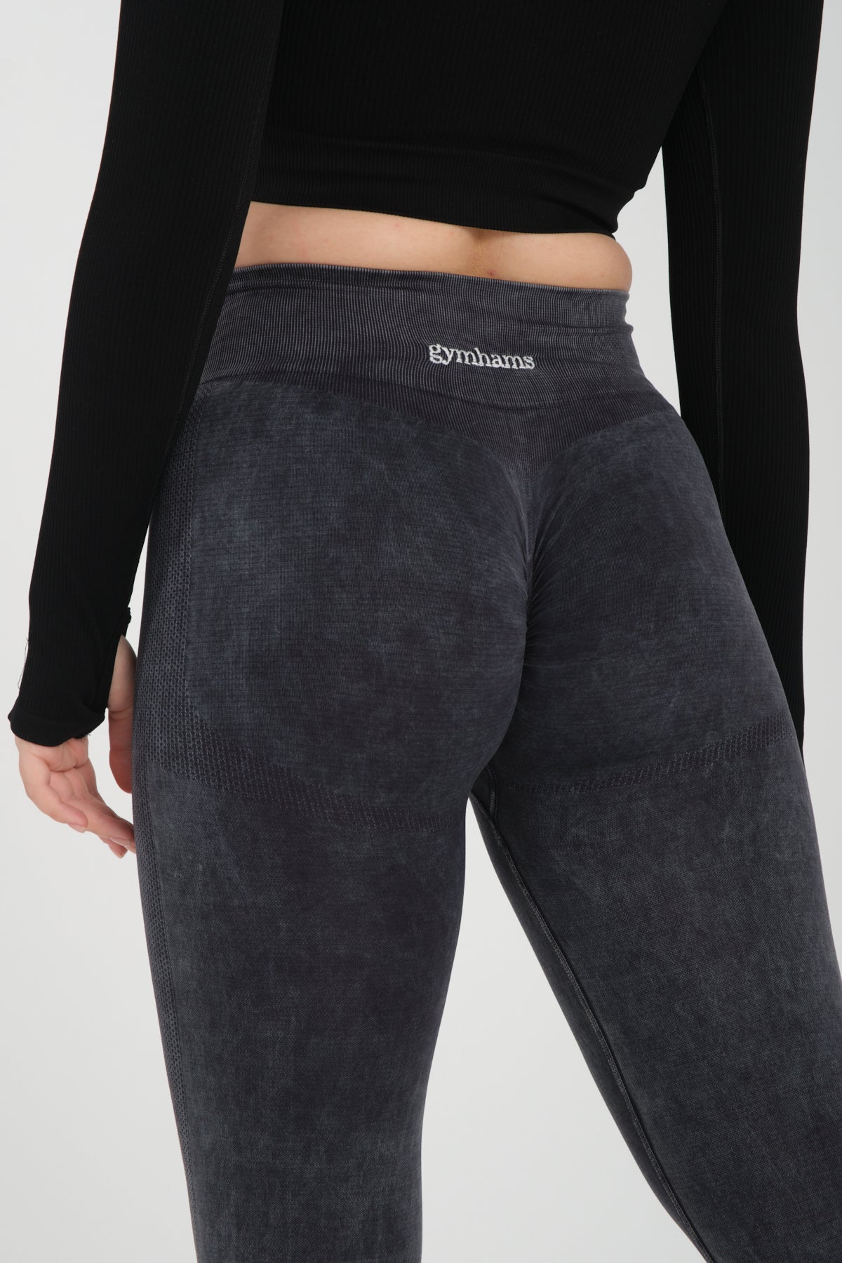 Drop Serisi Asit Yıkama Kalçası Büzgülü Kalça Şekillendirici Push Up Kadın Spor Tayt