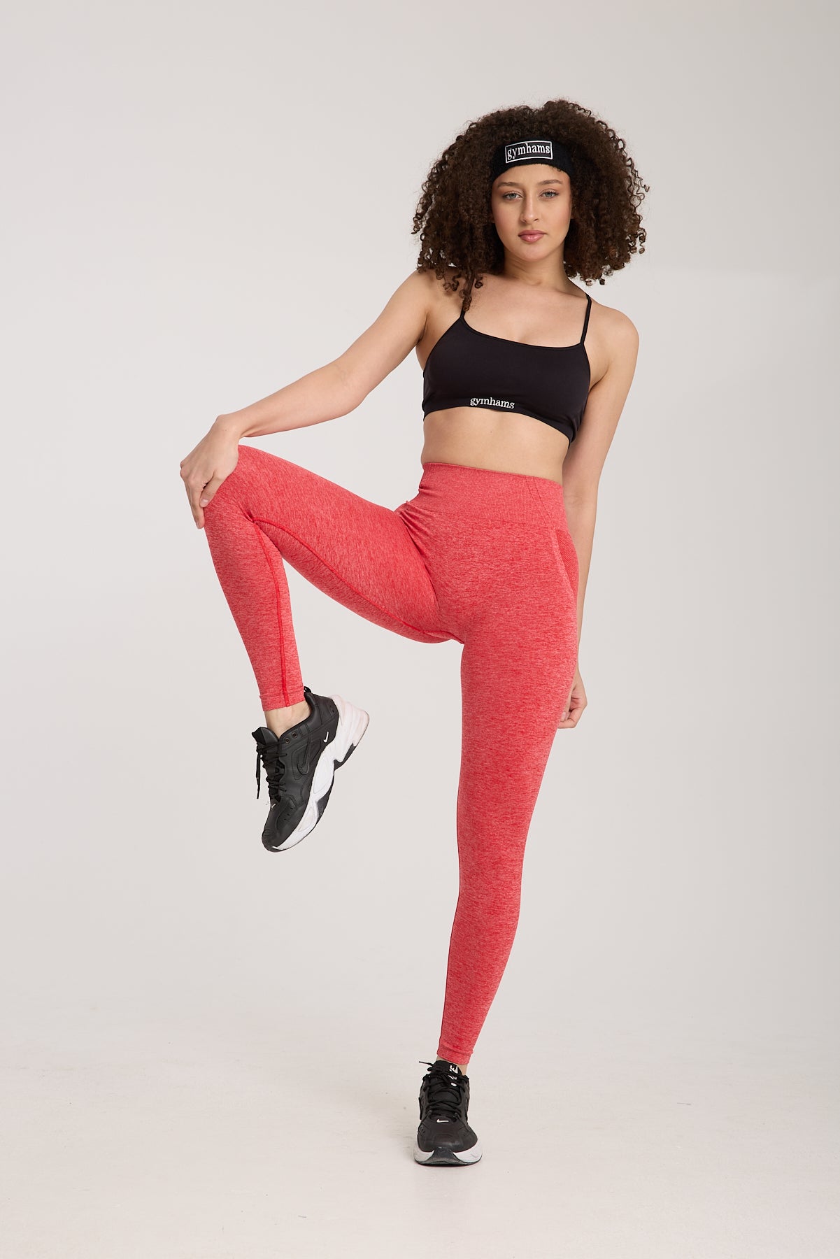 Kırmızı Kırçıllı Esnek Kalçası Büzgülü Kalça Şekillendirici Push Up Kadın Spor Tayt