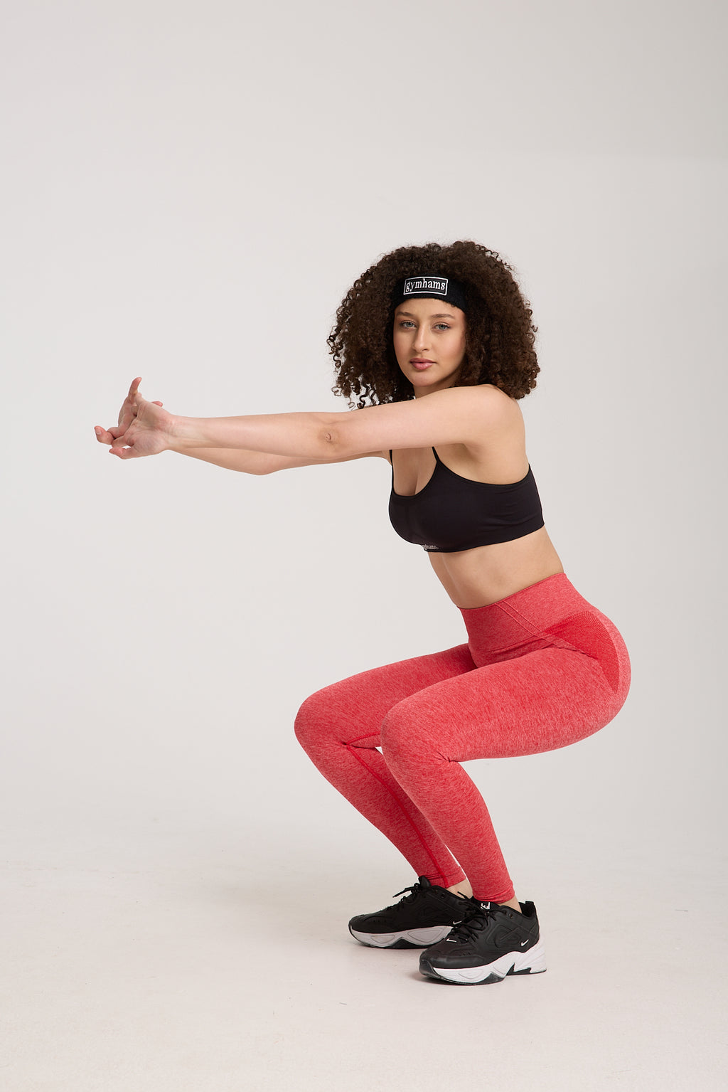 Kırmızı Kırçıllı Esnek Kalçası Büzgülü Kalça Şekillendirici Push Up Kadın Spor Tayt