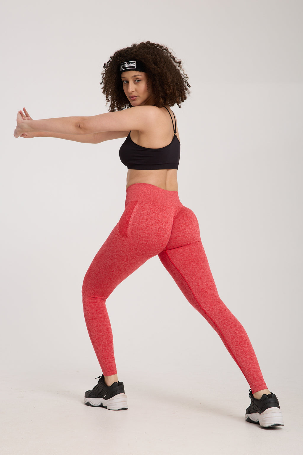 Kırmızı Kırçıllı Esnek Kalçası Büzgülü Kalça Şekillendirici Push Up Kadın Spor Tayt